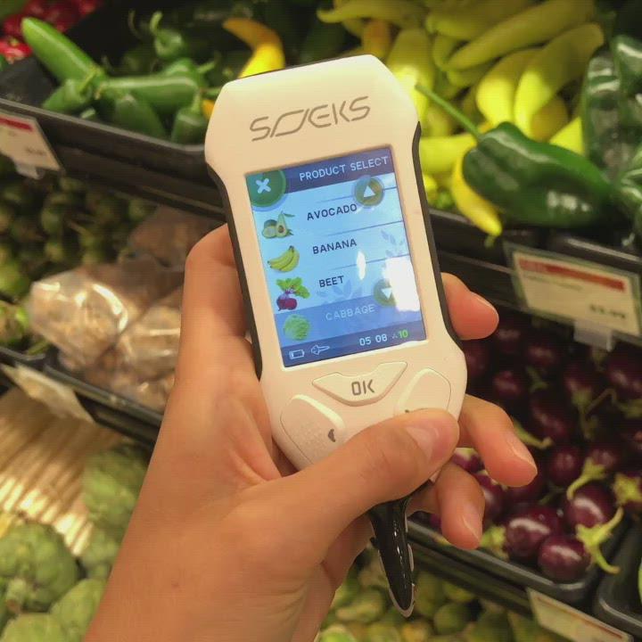 Ecovisor SOEKS Ecotester Test Fruits in Organic Grocery Store Product List Menu